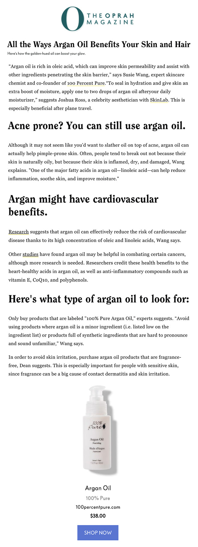 Press Release: Oprah Magazine